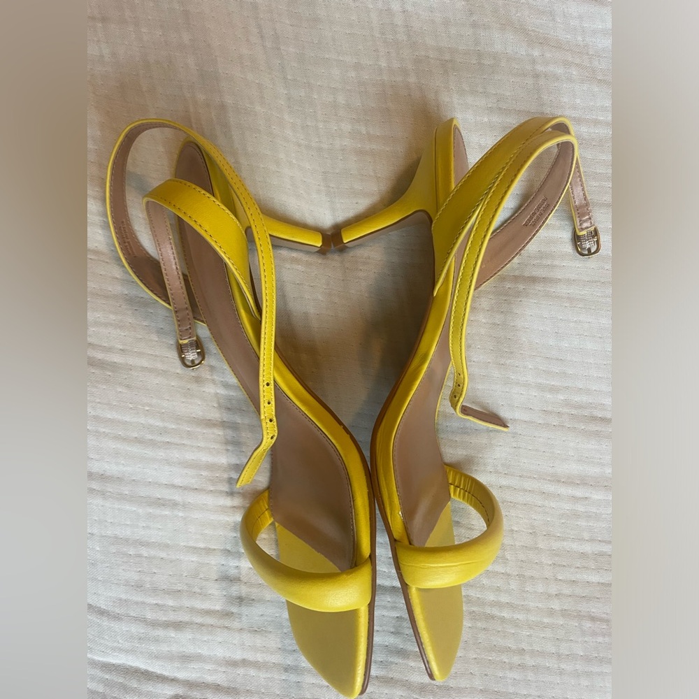 Anthropologie Yellow Heels Sandals - Picture 6 of 12